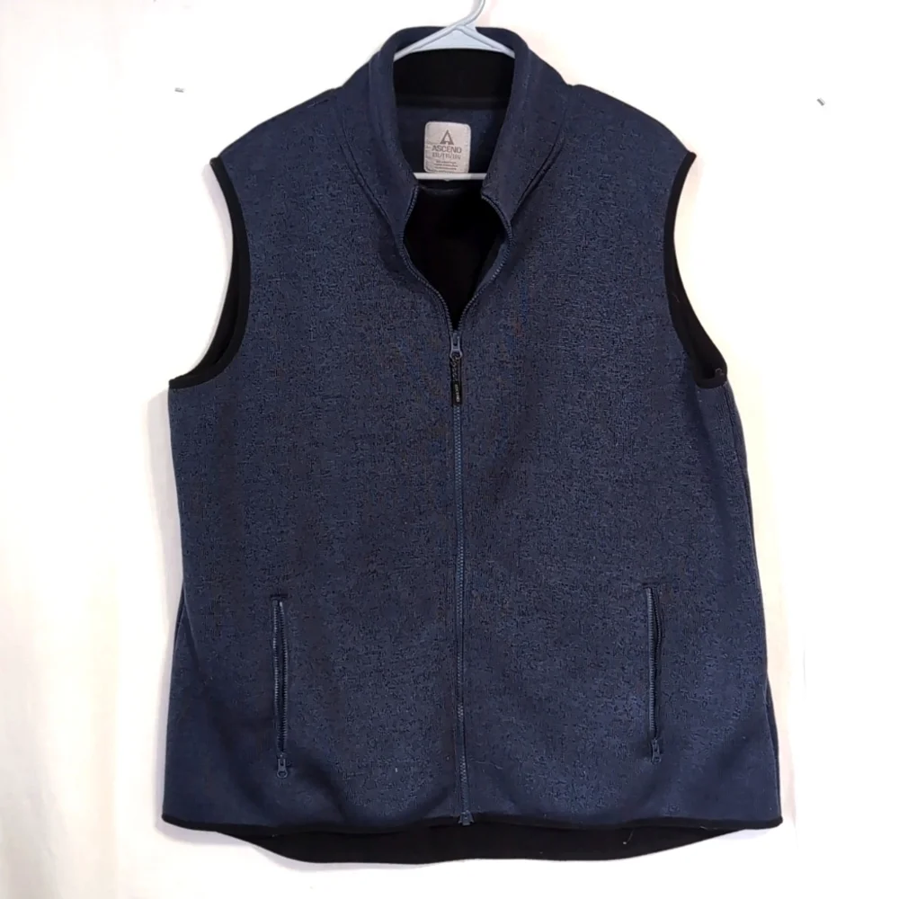Ascend Men's Heather Blue Fleece Full Zip Vest Size XXL